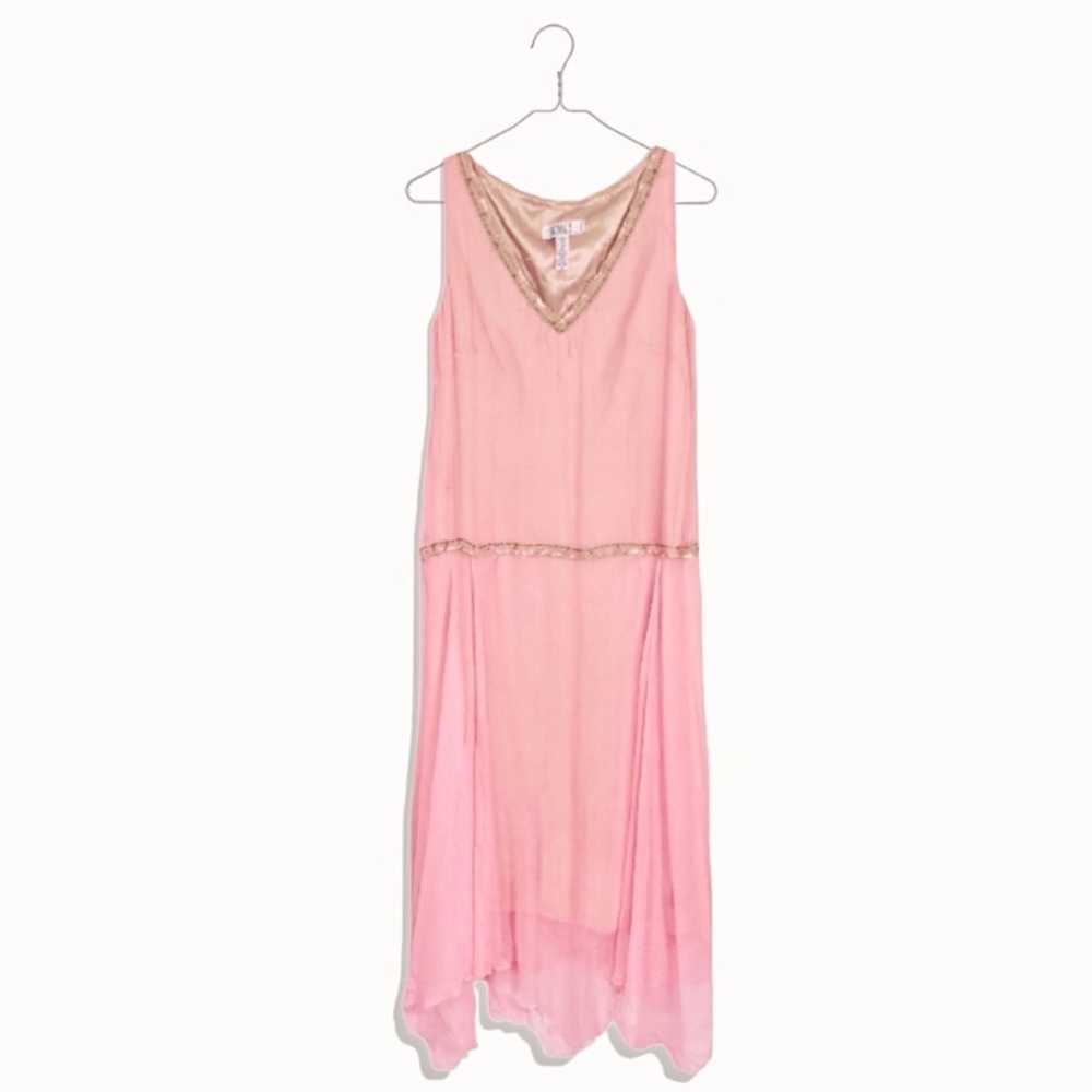 Shelli Segal Pink 1920’s Beaded Dress Size 10